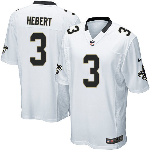 Men's Game Bobby Hebert Nike Jersey White Road - #3 NFL New Orleans Saints